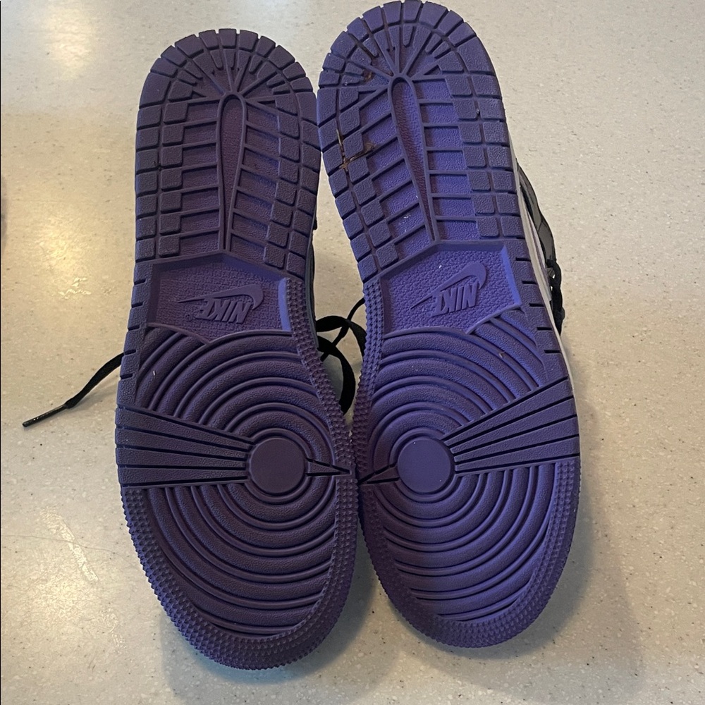 Nike Air Jordan 1 Mid Black and Purple Sneakers - Picture 6 of 7